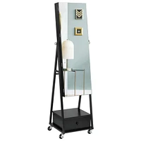 NEX™ 5ft. Black Jewelry Armoire on Casters with Chest Drawer