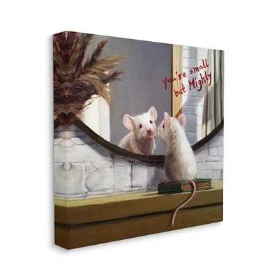 Stupell Industries Small but Mighty Sentiments Adorable Mouse in Mirror Canvas Wall Art