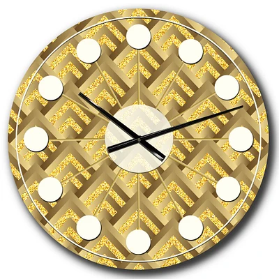 Designart 'Golden Plaid Pattern Mid-Century Modern Wall Clock