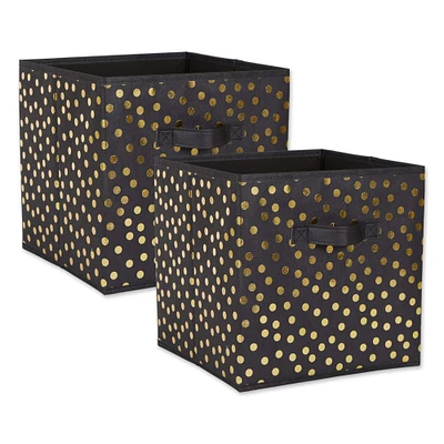 DII® 11" Black & Gold Dots Storage Cube, 2ct.