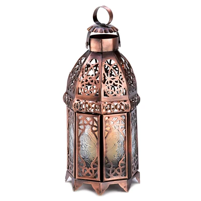 9.5" Copper Moroccan Candle Lantern