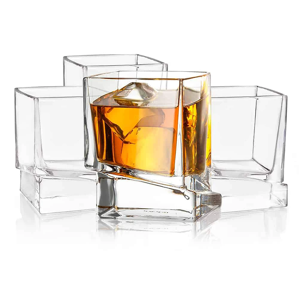 JoyJolt® Carre Square Heavy Base Crystal Whiskey Glasses, 4ct.