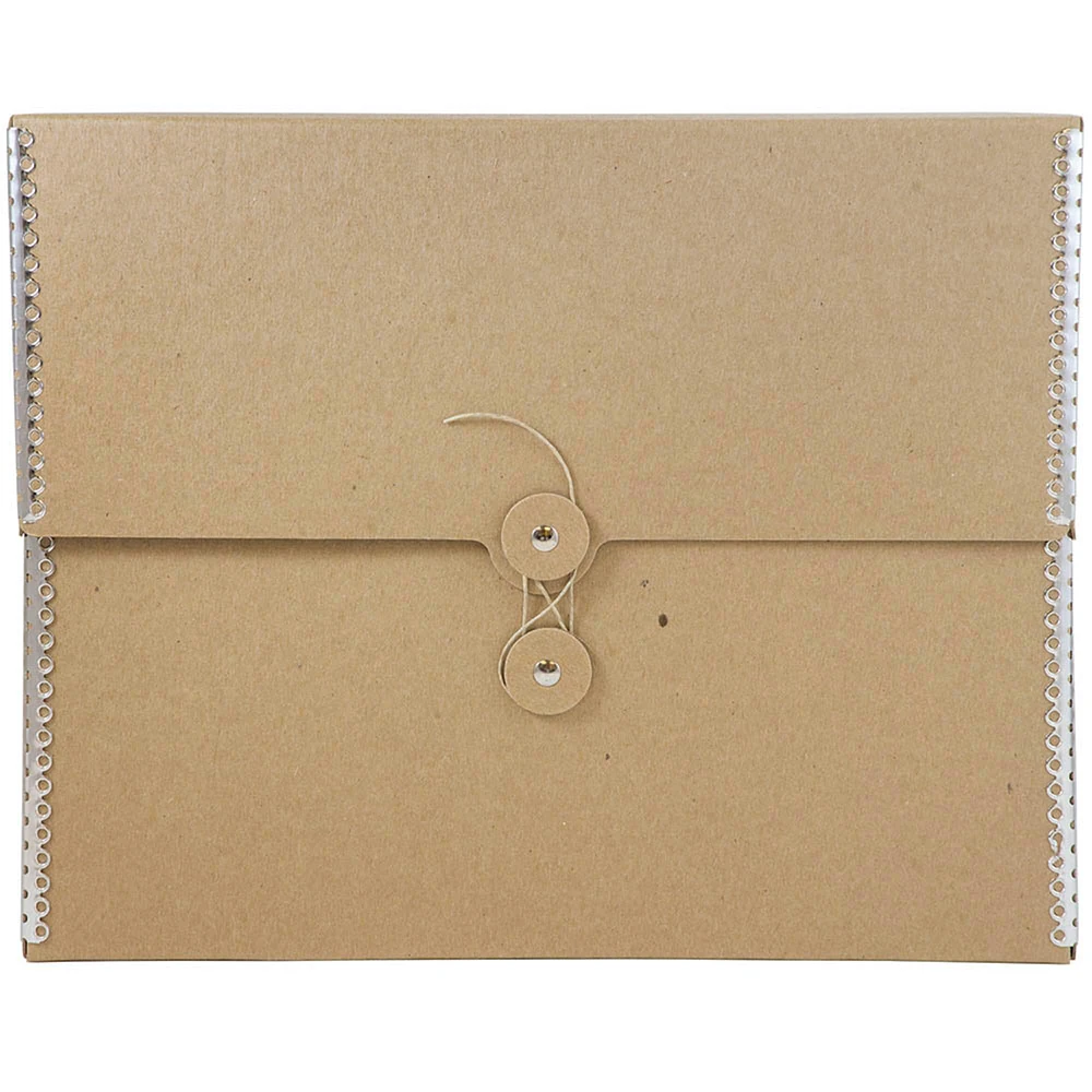 JAM Paper Kraft Brown with Metal Edge Button & String Tie Portfolio 9.5" x 12"