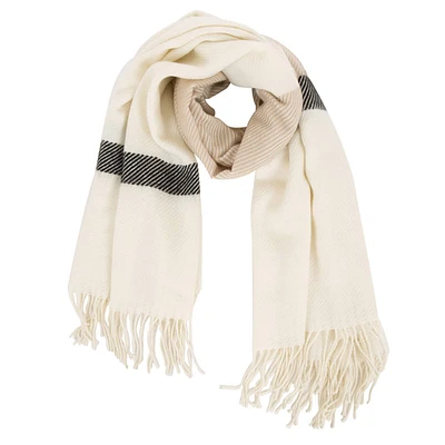 Glitzhome® 78" Cream & Black Stripe Scarf with Tassels