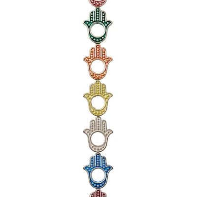 Multicolor Hamsa Metal Hand Beads, 15mm by Bead Landing™