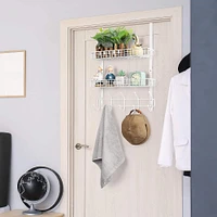 NEX™ 24" White Over the Door Basket Rack with Hooks