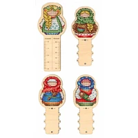 MP Studia Russian Charms. Ruler + 3 Bobbins Cross Stitch On Wood Kit