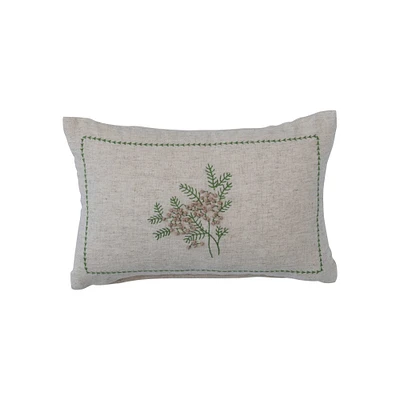 Hello Honey® Botanical Embroidery with French Knots Cotton & Linen Lumbar Pillow