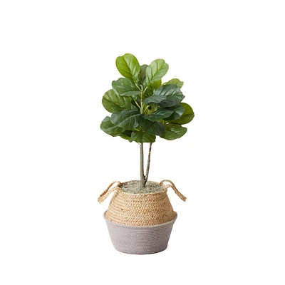 3ft. Artificial Fiddle Leaf Fig Tree With Handmade Cotton & Jute Woven Basket DIY Kit