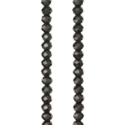 Jet Black Glass Faceted Rondelle Beads, 4mm by Bead Landing™