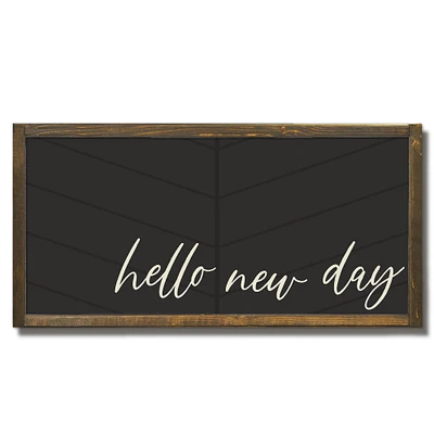 Hello New Day Framed Wood Plaque