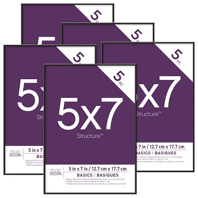 5 Pack Black 5" x 7" Frames, Basics by Studio Décor®