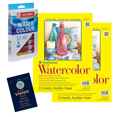 Strathmore® 300 Series Watercolor Pads & Royal Talens Set