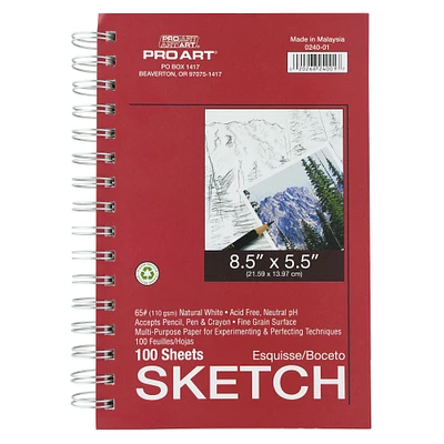 Pro Art® Side Wired Sketch Pad, 8.5" x 5.5"