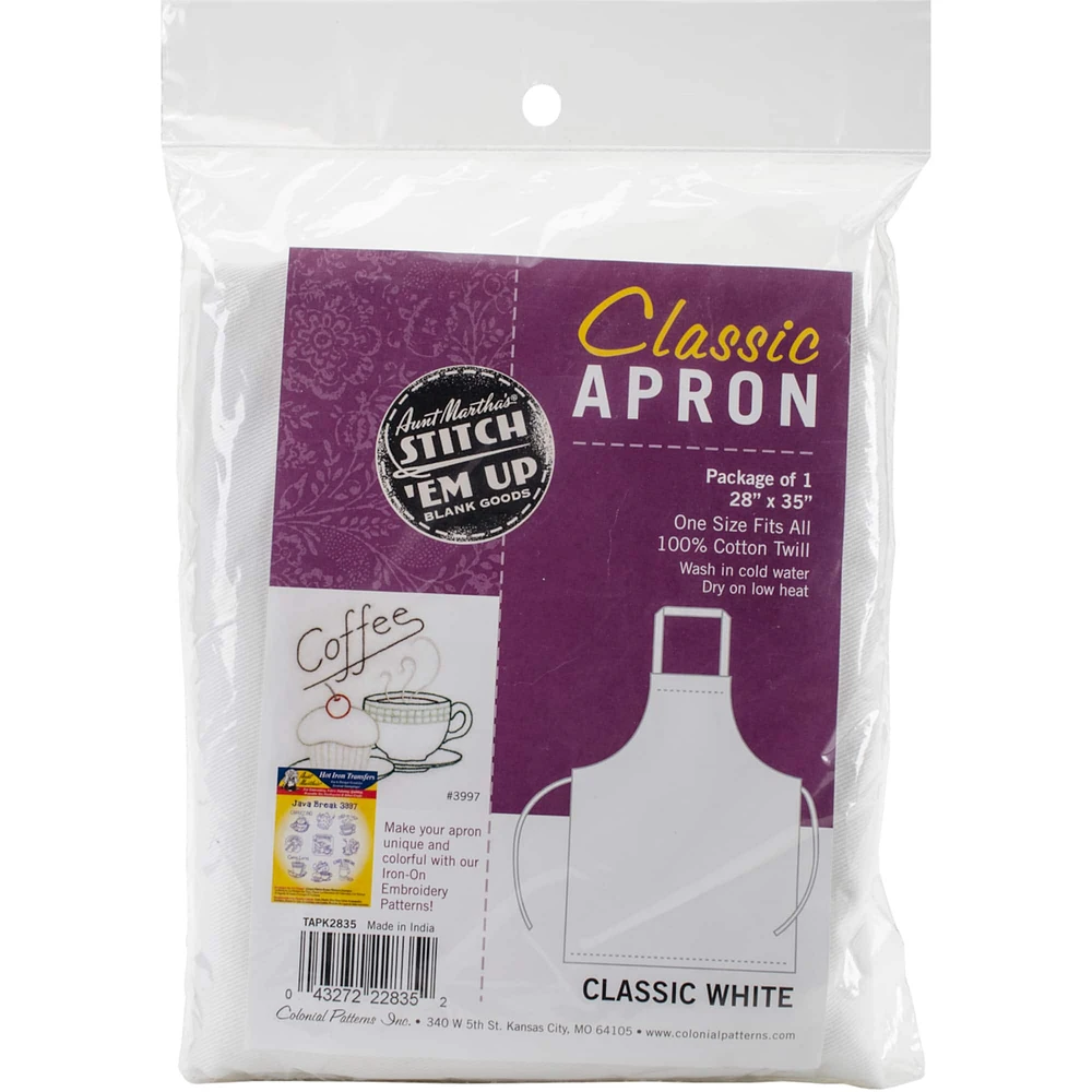 Aunt Martha's® White Stitch 'Em Up Classic Apron