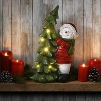 20" Lighted Snowman with Christmas Tree Figurine