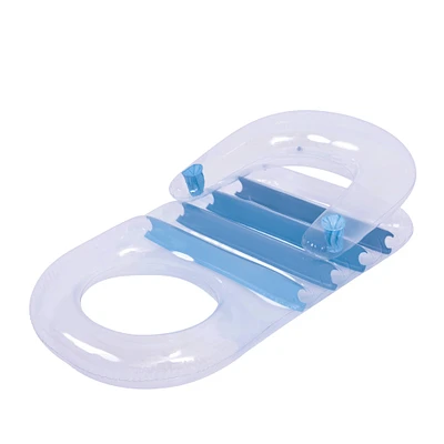 59" Blue Transparent Inflatable Pool Lounger with Cup Holders