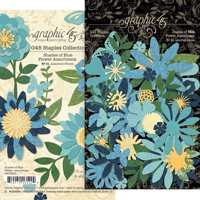 Graphic 45® Staples Shades of Blue Flower Assortment