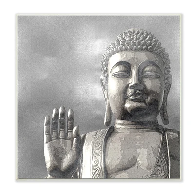 Stupell Industries Buddha Inspired Portrait Greyscale Eastern Figure,12" x 12"