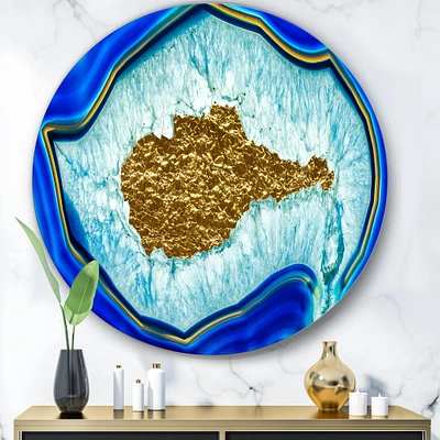 Designart - Golden Heart Blue Agate Stone