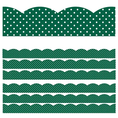 Schoolgirl Style™ Industrial Cafe Green with White Polka Dots Border, 234ft.