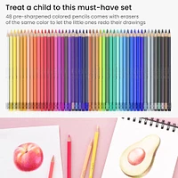 Arteza® Kids Colored Triangular Pencils, Erasable, Set of 48 pcs