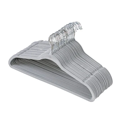 Honey Can Do Gray Slim-Profile Non-Slip Velvet Hangers, 35ct.