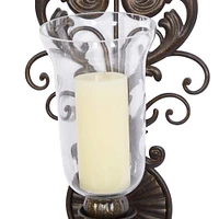 31" Gold Glass Rustic Candle Wall Sconce