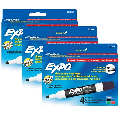 4 Packs: 3 Packs 4 ct. (48 total) Expo® Assorted Colors Bullet Tip Dry Erase Markers