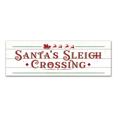 Santas Sleigh Crossing Wood 36x12 Canvas Wall Art