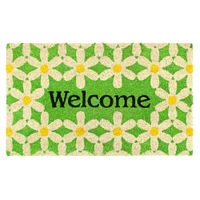 RugSmith Green Welcome Daisy Machine Tufted Coir Doormat