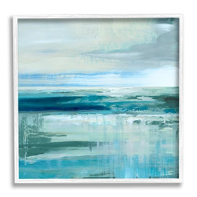 Stupell Industries Abstract Ocean Horizon Modern Nautical Painting Blue Green Framed Wall Art