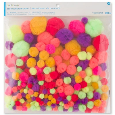 12 Packs: 300 ct. (3,600 total) Hot Colors Mix Pom Poms by Creatology™