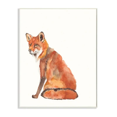 Stupell Industries Orange Curious Fox Watercolor Wooden Wall Plaque