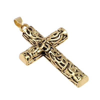 12 Pack: Antique Gold Filigree Cross Pendant by Bead Landing™