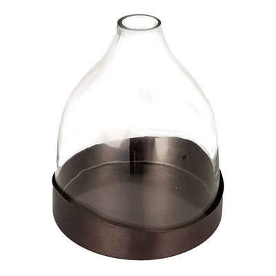 Hello Honey® 10" Clear & Black Metal Sophisticated Glass Cloche with Metal Tray