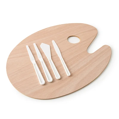 12 Pack: Oval Wooden Palette with Knives by Artist's Loft™