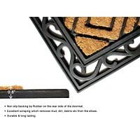 RugSmith Natural & Black Diamond Molded Rubber & Coir Doormat