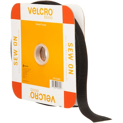 VELCRO® Brand Black Sew-On Tape Strip, 0.75" x 30ft.