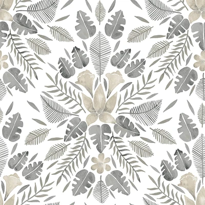 RoomMates Gray & Taupe Gray Cat Coquillette Tropical Peel & Stick Wallpaper