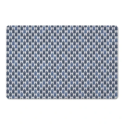 Navy and Blue Leaf Pattern Floor Mat