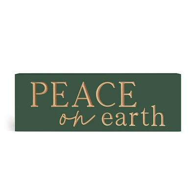 P. Graham Dunn 16" Peace on Earth Carved Block Tabletop Sign