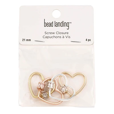 21mm Mixed Heart-Shaped Screw Closures, 4ct. by Bead Landing™