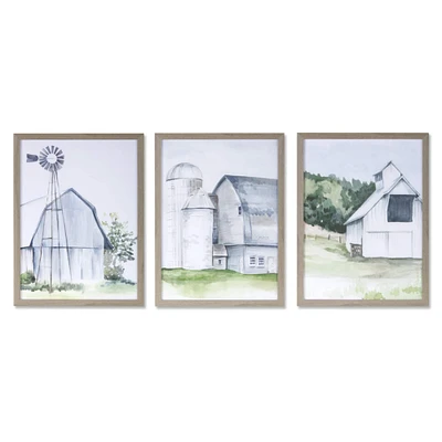 11.5" Rustic Farm Framed Print Set