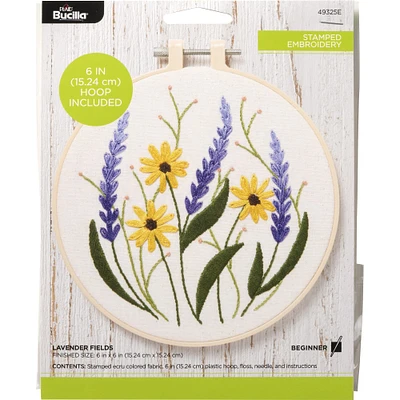 Bucilla® 6" Round Lavender Fields Stamped Embroidery Kit