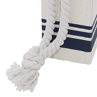 White & Navy Wood Farmhouse Nautical Sculpture Set