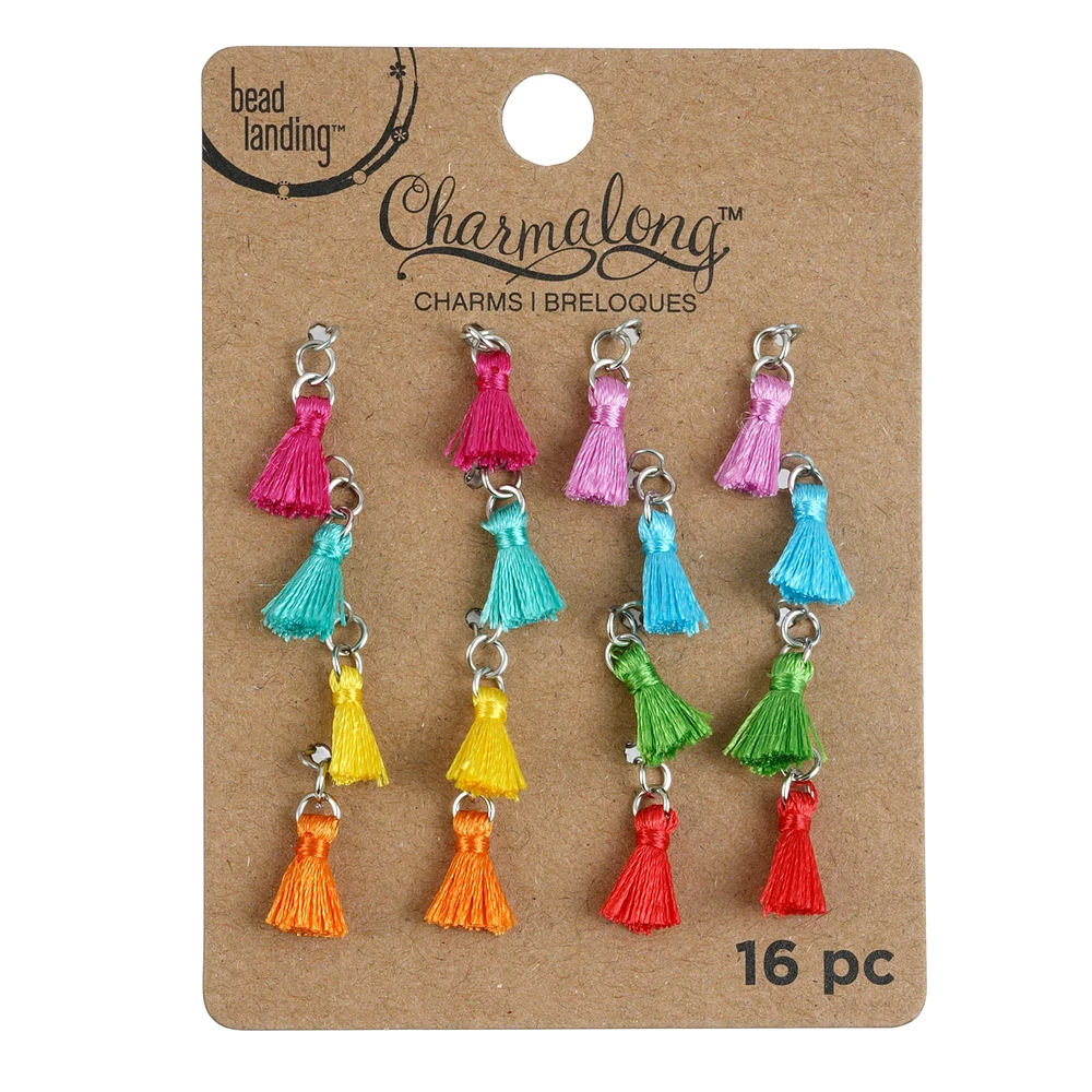 Charmalong™ Rhodium Tassel Charms by Bead Landing™