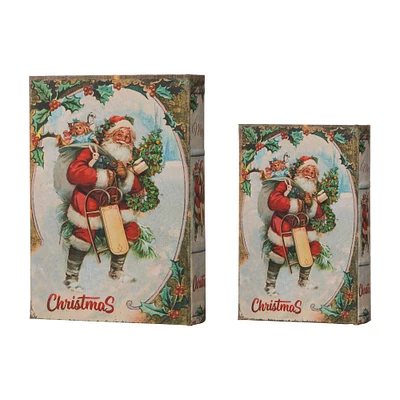 Glitzhome® Christmas Santa with Sled Book Box Set