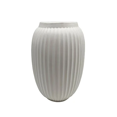 9" White Geometric Fluted Ceramic Vase by Ashland®