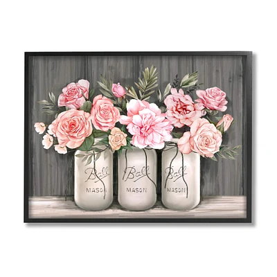 Stupell Industries Blossoming Pink Rose Bouquets Framed Wall Art